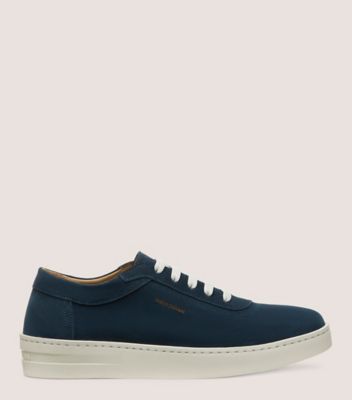 Stuart Weitzman,HAMPTONS SNEAKER,Leather,Suede,Rubber,Casual,Logo,Casual,Navy,Front View