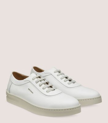 Stuart Weitzman,HAMPTONS SNEAKER,Sneaker,Tumbled Leather,White,Angle View