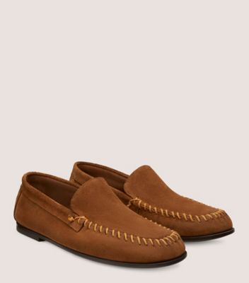 Stuart Weitzman,MONTAUK VENETIAN MOC,Moccasin,Suede,Tan,Angle View