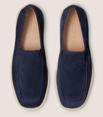 Stuart Weitzman,HARBOR VENETIAN ESPADRILLE,Espadrille,Suede,Navy,Top View