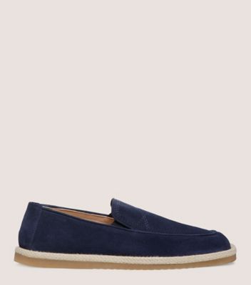 Stuart Weitzman,HARBOR VENETIAN ESPADRILLE,Espadrille,Suede,Navy,Front View