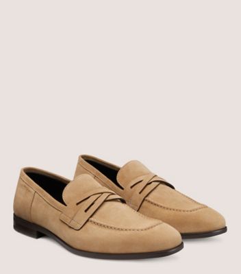 Stuart Weitzman,SIMON CRISSCROSS LOAFER,Loafer,Suede,Beige,Angle View