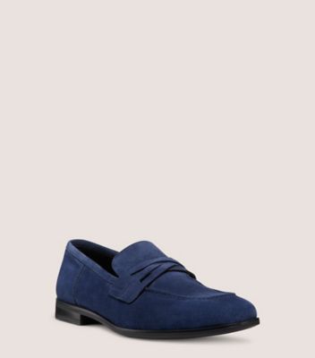 Stuart Weitzman,SIMON CRISSCROSS LOAFER,Loafer,Suede,Blue,Side View