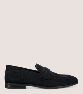 Stuart Weitzman,SIMON CRISSCROSS LOAFER,Loafer,Suede,Off Black,Front View
