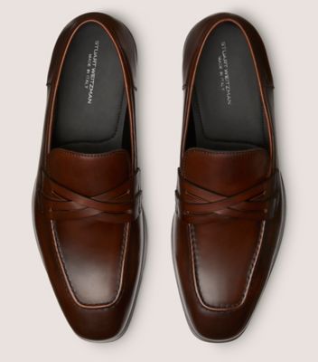 Stuart Weitzman,SIMON CRISSCROSS LOAFER,Loafer,Leather,Brown,Top View