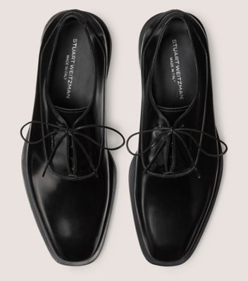 Stuart Weitzman,ROYCE OXFORD,Oxford,Brushed Leather,Black,Top View