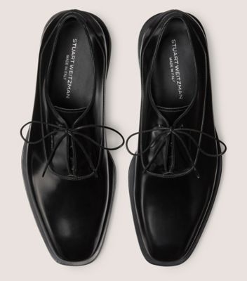 Stuart Weitzman,ROYCE OXFORD,Rubber,Leather,Oxford,Logo,Work,Black,Top View