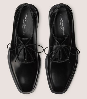 Stuart Weitzman,ROYCE OXFORD,Leather,Rubber,Oxford,Logo,Work,Black,Top View