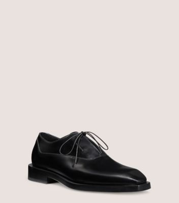 Stuart Weitzman,ROYCE OXFORD,Rubber,Leather,Oxford,Logo,Work,Black,Side View
