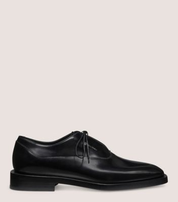 Stuart Weitzman,ROYCE OXFORD,Leather,Rubber,Oxford,Logo,Work,Black,Front View