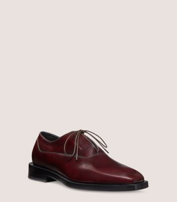 Stuart Weitzman,ROYCE OXFORD,Leather,Rubber,Oxford,Logo,Work,Maroon,Side View