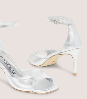 Stuart Weitzman,NUDISTIA 75 SANDAL,Sandals,Cushioned,Cocktail,Silver,Detailed View