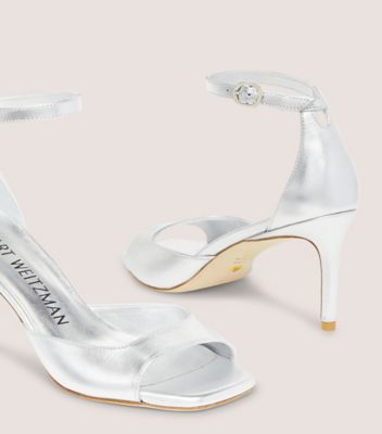 Stuart Weitzman,NUDISTIA 75 SANDAL,Sandals,Cushioned,Cocktail,Silver,Detailed View