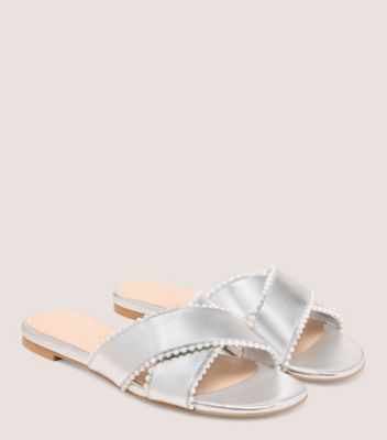Stuart Weitzman,ROZA PEARL SLIDE,Silver