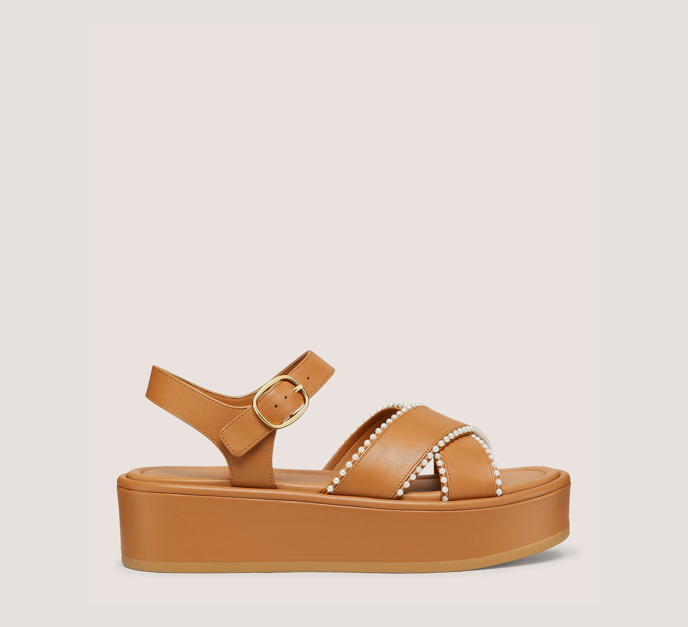 Stuart Weitzman Roza Pearl Flatform Sandal The Sw Outlet In Brown