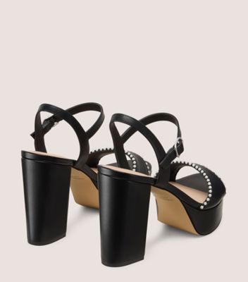 Stuart Weitzman,Sandal,Cuir lisse,Noir,Back View
