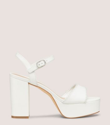 Stuart Weitzman,Sandal,Cuir lisse,Blanc