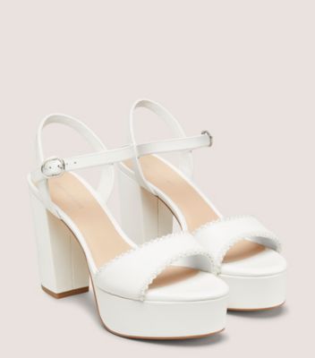 Stuart Weitzman,DANCER PEARL PLATFORM SANDAL,Leather,Rubber,Sandals,Party,White,Angle View