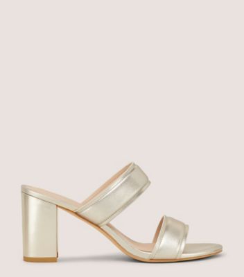 Stuart Weitzman Sydney 75 Strap Slide The Sw Outlet In Platino Gold