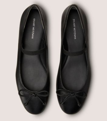 Stuart Weitzman,GABBY BOW BALLET FLAT,Leather,Nappa Leather,Ballet Flats,Bow,Work,Black,Top View