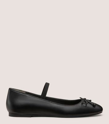 Stuart Weitzman,GABBY BOW BALLET FLAT,Leather,Nappa Leather,Ballet Flats,Bow,Work,Black,Front View