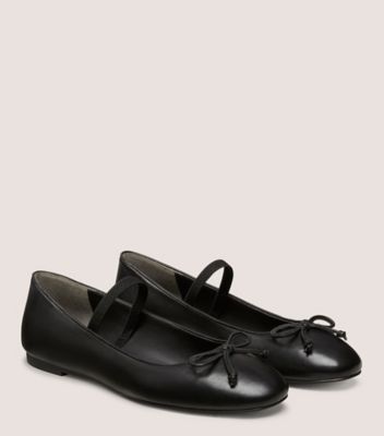 Stuart Weitzman,GABBY BOW  BALLET FLAT,Leather,Nappa Leather,Ballet Flats,Bow,Work,Black,Angle View