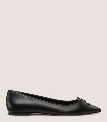 Stuart Weitzman,GABBY BOW POINTED FLAT,Flat,Nappa Leather,Black,Front View