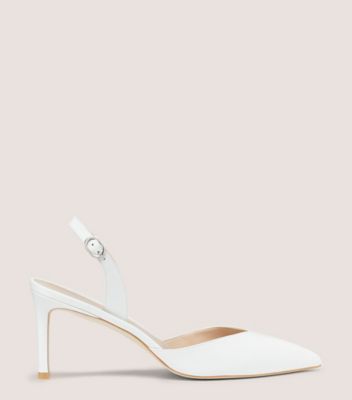 Stuart Weitzman,JULIA 75 SLINGBACK PUMP,Leather,Pumps,Day Party,White