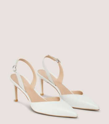 Stuart Weitzman,JULIA 75 SLINGBACK PUMP,Leather,Pumps,Day Party,White