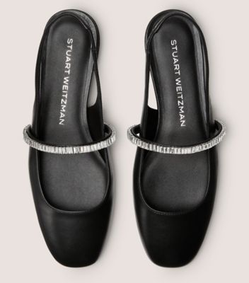 Stuart Weitzman,Flat,NAPPA LAQUÉ/CRISTAL,Noir Et Transparent