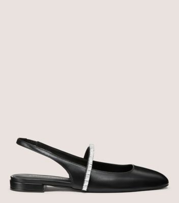 Stuart Weitzman,STEFANIE SLINGBACK FLAT,Black,Front View