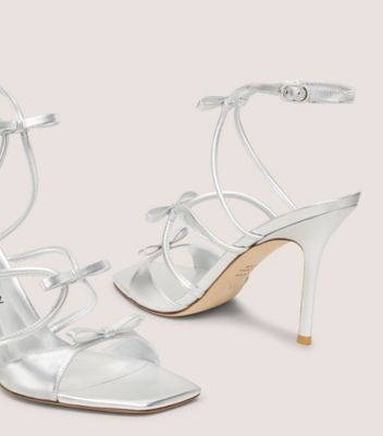 Stuart Weitzman,SANDALE TULLY 100,Sandal,Cuir métallique liquide,Argent