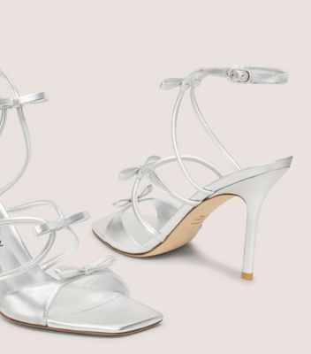 Stuart Weitzman,SANDALE TULLY 100,Sandal,Cuir métallique liquide,Argent,Detailed View