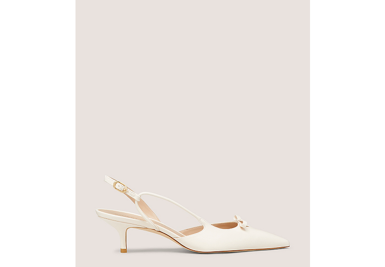 Stuart Weitzman,TULLY 50 SLINGBACK,Pump,Lacquered Nappa Leather,Seashell,Front View