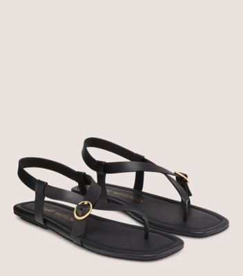 Stuart Weitzman,BENNI SANDAL,Sandal,Smooth leather,Black,Angle View