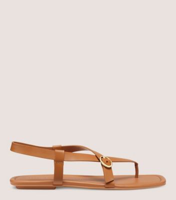 Stuart Weitzman,BENNI SANDAL,Sandal,Smooth leather,Tan,Front View