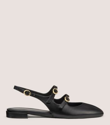 Stuart Weitzman,Flat,Cuir lisse,Noir,Front View