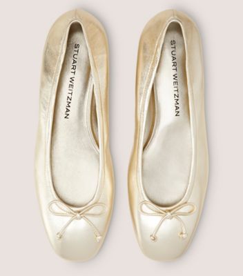 Stuart Weitzman,BALLERINE BRIA,Flat,Cuir métallique liquide,Or pâle,Top View