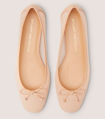 Stuart Weitzman,BALLERINE ARABELLA,Flat,Maille et cuir nappa verni,Gingembre
