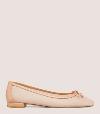 Stuart Weitzman,ARABELLA BALLET FLAT,Flat,Mesh & Lacquered Nappa Leather,Ginger,Front View