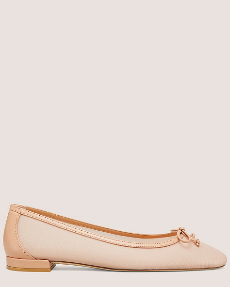 Stuart Weitzman,ARABELLA BALLET FLAT,Flat,Mesh & Lacquered Nappa Leather,Ginger,Front View