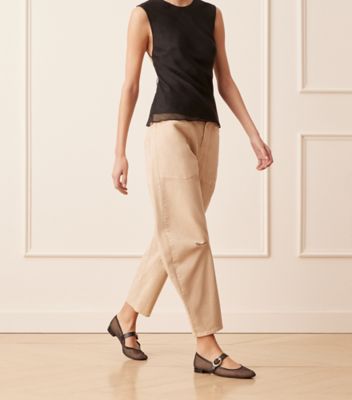 Stuart Weitzman,ARABELLA MARY JANE,Mesh,Nappa Leather,Leather,Ballet Flats,Leather Embellishment,Casual,Black,Shoe on tall model