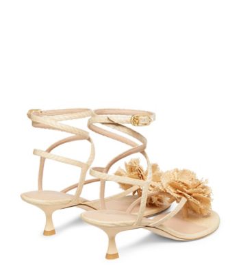 Stuart Weitzman,BELIZE 50 SANDAL,Raffia,Rubber,Sandals,3D Embellishment,Embellished,Cocktail,Beige