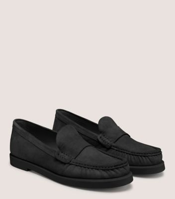 Stuart Weitzman,BLAKE LOAFER,Loafer,Sport Suede,Black,Angle View