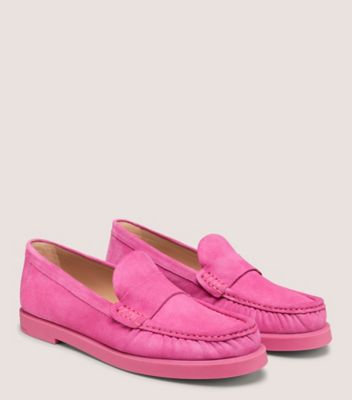 Stuart Weitzman,BLAKE LOAFER,Loafer,Sport Suede,Fuchsia,Angle View