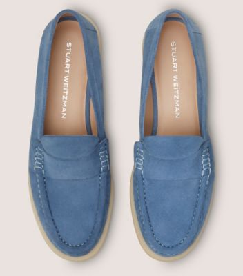 Stuart Weitzman,BLAKE LOAFER,Rubber,Loafer,Flats,Penny Loafer,Casual,Blue,Top View