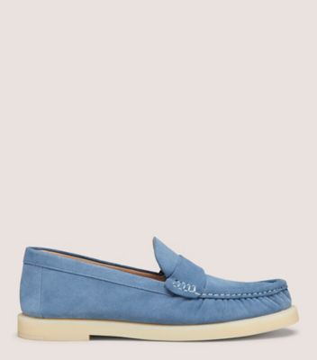 Stuart Weitzman,BLAKE LOAFER,Rubber,Loafer,Flats,Penny Loafer,Casual,Blue,Front View