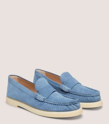 Stuart Weitzman,BLAKE LOAFER,Rubber,Loafer,Flats,Penny Loafer,Casual,Blue,Angle View