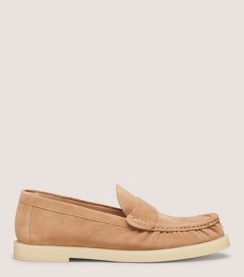 Stuart Weitzman,BLAKE LOAFER,Loafer,Sport Suede,Camel & Cream,Front View