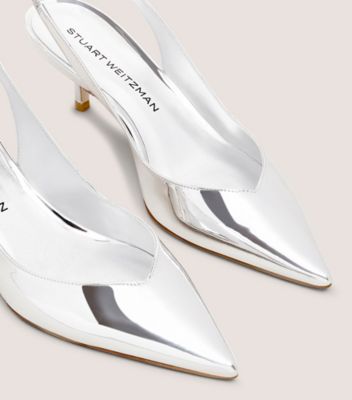 Stuart Weitzman,EVA 50 SLINGBACK,Pump,Specchio leather,Silver,Top View